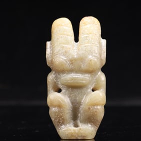 An Archaic Hongshan Culture Yellow Jade Figure Ornament