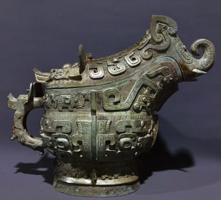 A Huge Bronze Beast-Face Pattern Elephant-Shaped Cup