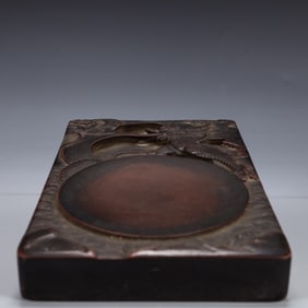 A Rare Seawater and Dragon Pattern Inkstone,With poem