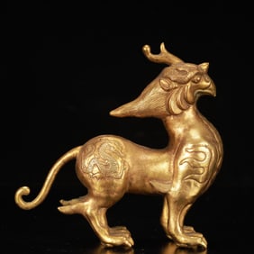 An Exquisite Gilt Bronze Unicorn Ornament
