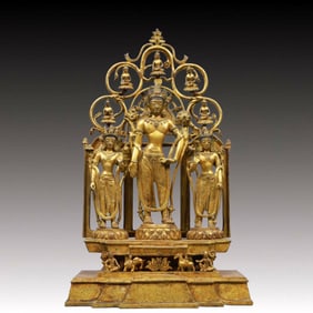 A Solemn Gilt Bronze Statue of Gautama’s Mother