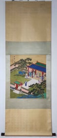 A Chinese Vertical Scroll Ink Painting of Figure on Silk,Zhang Daqian