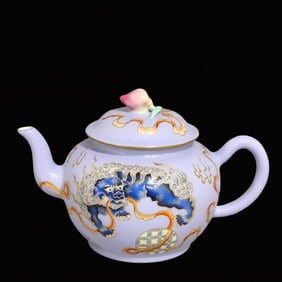 An Exquisite Enamel Kylin Pattern Teapot