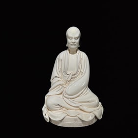 A Rare Blance-De-Chine Statue of Bodhidharma