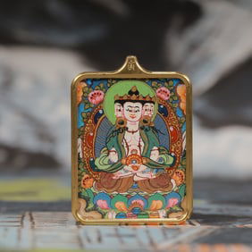 An Exquisite Painted Color Statue of Mah?vairocana Tangka