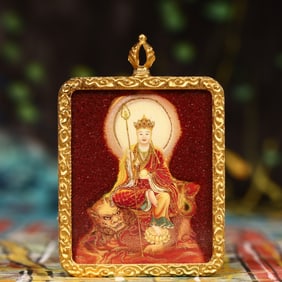 An Exquisite Painted Color Statue of Kshitigarbha Bodhisattva Tangka