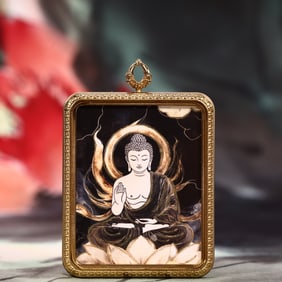 An Exquisite Painted Color Statue of Sakyamuni Tangka