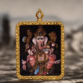 An Exquisite Painted Color Statue of Ganesh Tangka