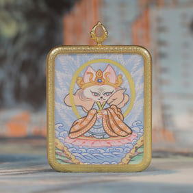 An Exquisite Painted Color Statue of Fox Spirit Tangka