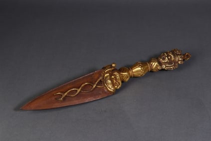 A Rare  Gilt Bronze Tibetan Ritual Objects