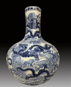 A Rare Blue and White Dragon Pattern vase