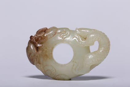 A Rare Hetian Jade Coiled Dragon