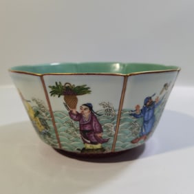 A Rare Enamel Outline in gold Figures Pattern Bowl