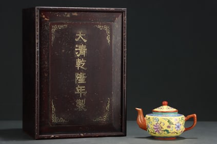 A Rare Famille-Rose Flower Pattern Teapot