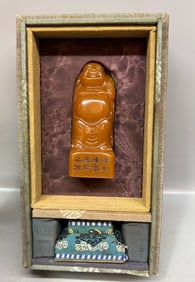 A Rare Shoushan Stone Seal with Maitreya Buddha