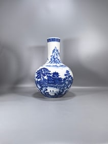 A Rare Blue and White Landscape Pattern Vase