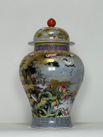 A Rare Famille-Rose Peache and Crane Pattern Jar?