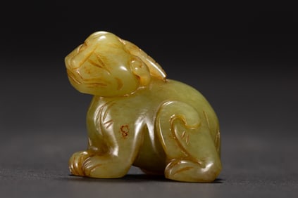 A Rare Yellow Jade Beast Ornament