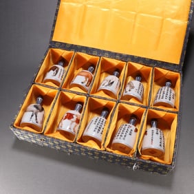 A Set of  Rare Porcelain-Painted Horse Pattern Snuff Bottles