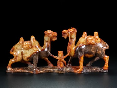 A Rare Hetian Jade Double Camel Ornament?