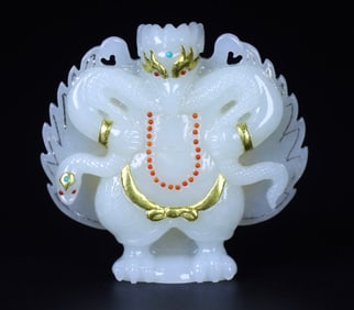 A Rare Hetian Jade Gold-Wrapped Buddha