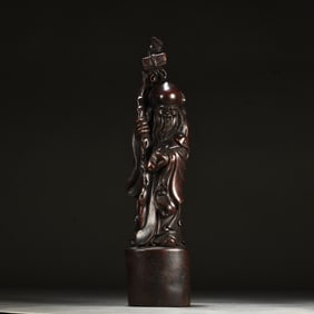A Rare Zitanwood Carved God of Longevity Ornament
