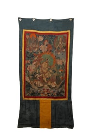 A Rare Cloud Brocade Statue of Mammon Thangka