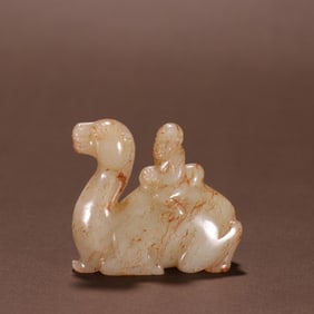 A Rare Hetian Jade Figure Riding Camel Ornament