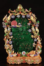 A Rare Filigree Gilt Jadeite Inlaid Great Ornament