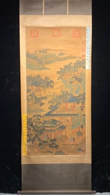 A Chinese Vertical Scroll Ink Painting of Landscape on Silk?