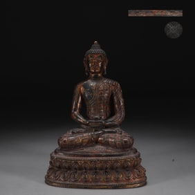 A Rare Coppery Gilded Amitabha Buddha Statue