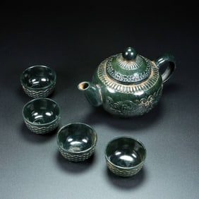 A set of Rare Hetian Jade Teapot and Cups?