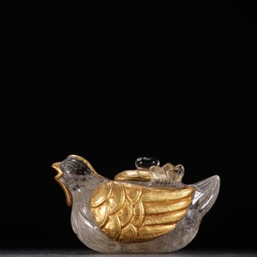 A Rare Crystal Gold-Covered Mandarin Duck Pot