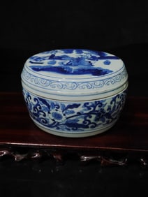 A Rare Blue and White Figures Pattern Box