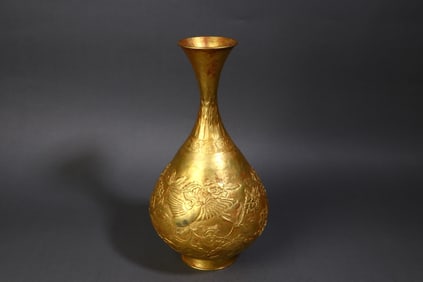 A Rare  Gilt Bronze Flower and Bird Pattern Vase
