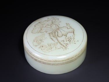 A Rare Hetian Jade Flower and Bird Pattern Box?