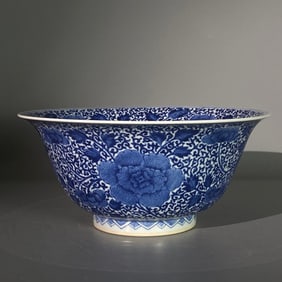 A Rare Blue and White Lotus Pattern Bowl