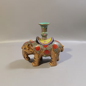 A  pair of Rare Famille-Rose Outline in gold Flower Pattern  Candlestick