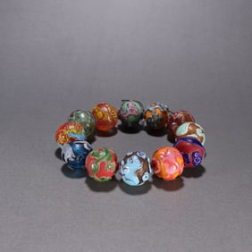 A Rare Colored Glaze Relief-Carved Zodiac Bracelets