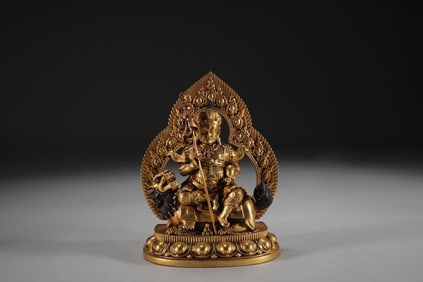 A Rare Gilt Bronze Wealth God Seated Statue