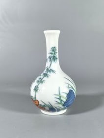 A Rare Blue and White Doucai Bamboo Pattern Vase