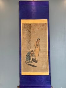 A Chinese Vertical Scroll Ink Painting of Figure on Silk