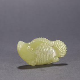 A Rare Yellow Jade Fish Carving