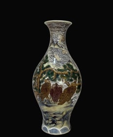 A Rare Enamel vulture Pine Seawater Pattern vase