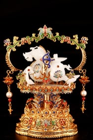 A Rare Filigree Inlaid Hetian Jade Horse