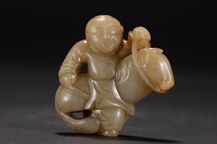 A Rare White Jade Figure Ornament