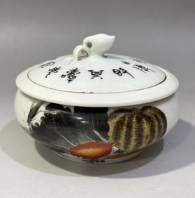 A Rare Famille-Rose Flower and Fruit Pattern Teapot