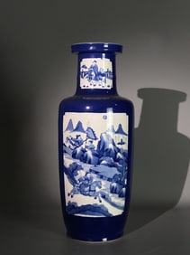 A Rare Blue Glazed Figure Riding Horse Pattern Vase
