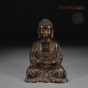 A Rare Coppery Gilded Amitabha Buddha Statue
