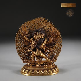 A Rare Gilt Bronze Vajrapani Standing Statue